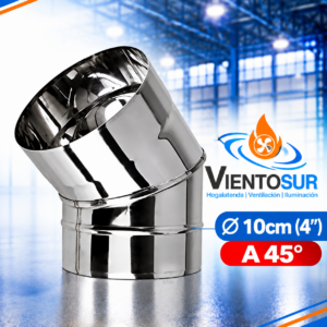Codo 45° de 10 cm (4”) de Acero Inoxidable – VientoSur