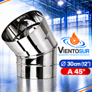Codo 45° de 30 cm (12”) de Acero Inoxidable – VientoSur