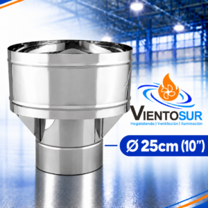 Sombrero Cortavientos 250 mm (10”) de Acero Inoxidable – VientoSur
