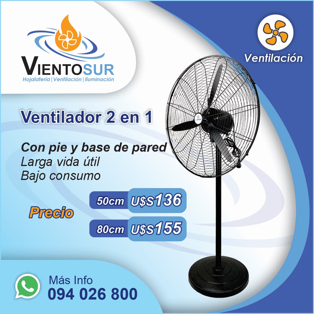 Ventilador Industrial 80 cm – Pie o Pared – VientoSur - Imagen 3