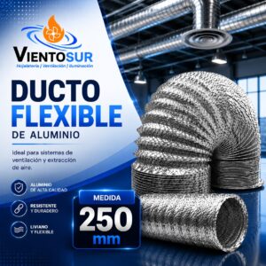 Ducto Flexible de Aluminio 25 cm (10”) x 5 Metros – VientoSur