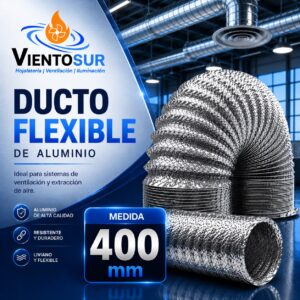 Ducto Flexible de Aluminio 40 cm (16”) x 5 Metros – VientoSur