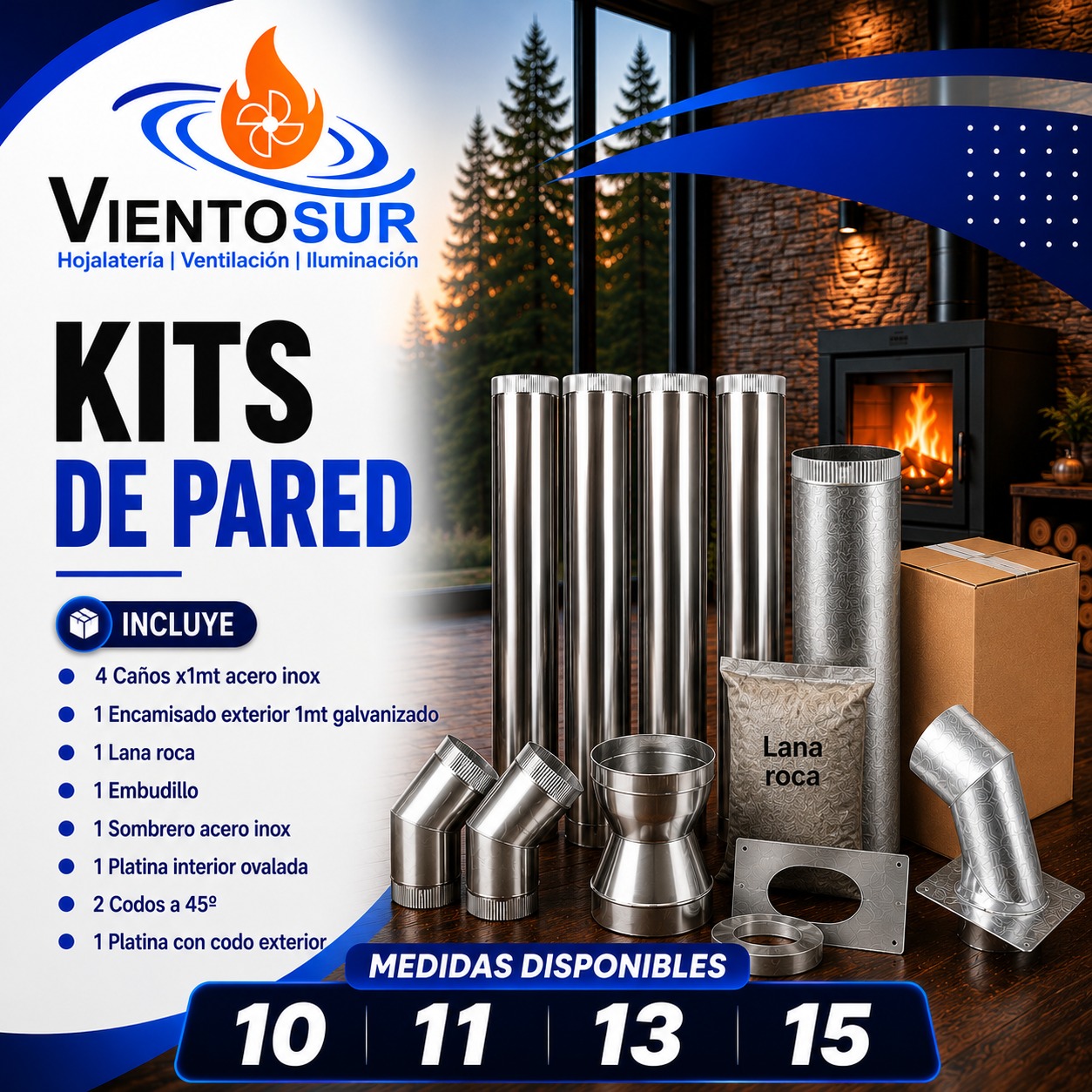 Kit para Calefactor – Instalación de Pared – VientoSur