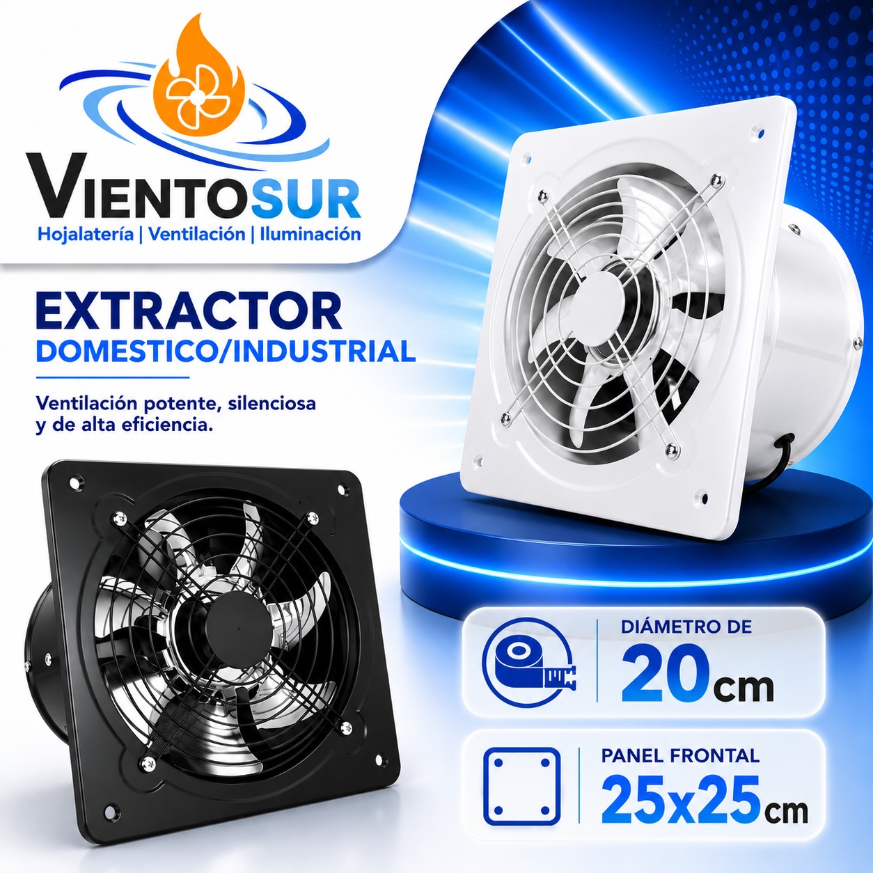 Extractor de Aire Semi-Industrial 20 cm – 700 m³/h – VientoSur