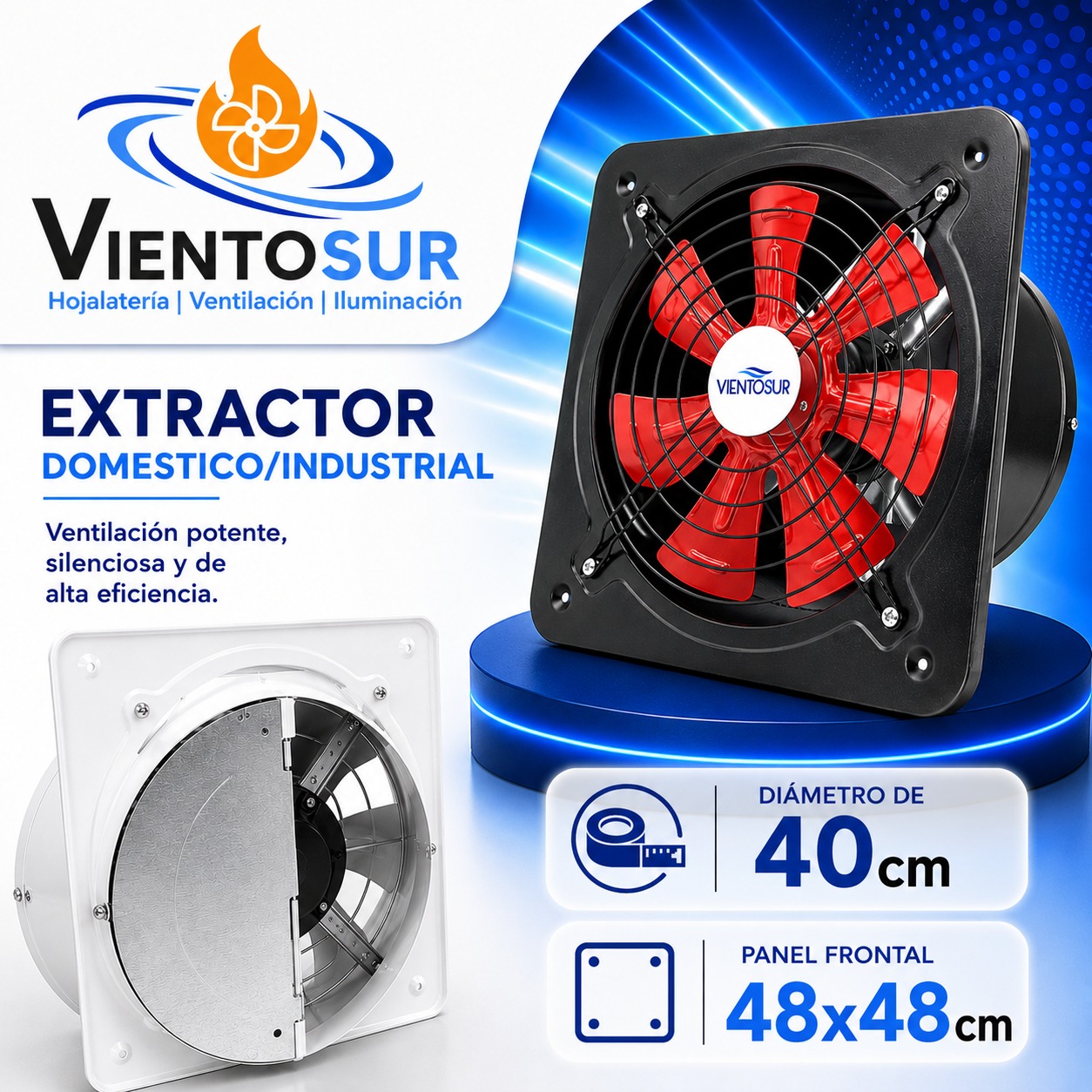 Extractor de Aire Semi-Industrial 40 cm – 2.300 m³/h – VientoSur