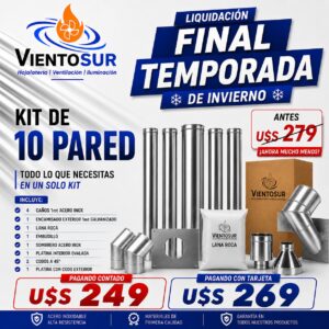 Kit Calefactor 10 cm (100 mm / 4”) – Instalación por Pared – VientoSur