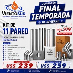Kit Calefactor 11 cm (110 mm) – Instalación por Pared – VientoSur
