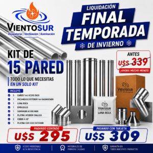 Kit Calefactor 15 cm (150 mm / 6”) – Instalación por Pared – VientoSur