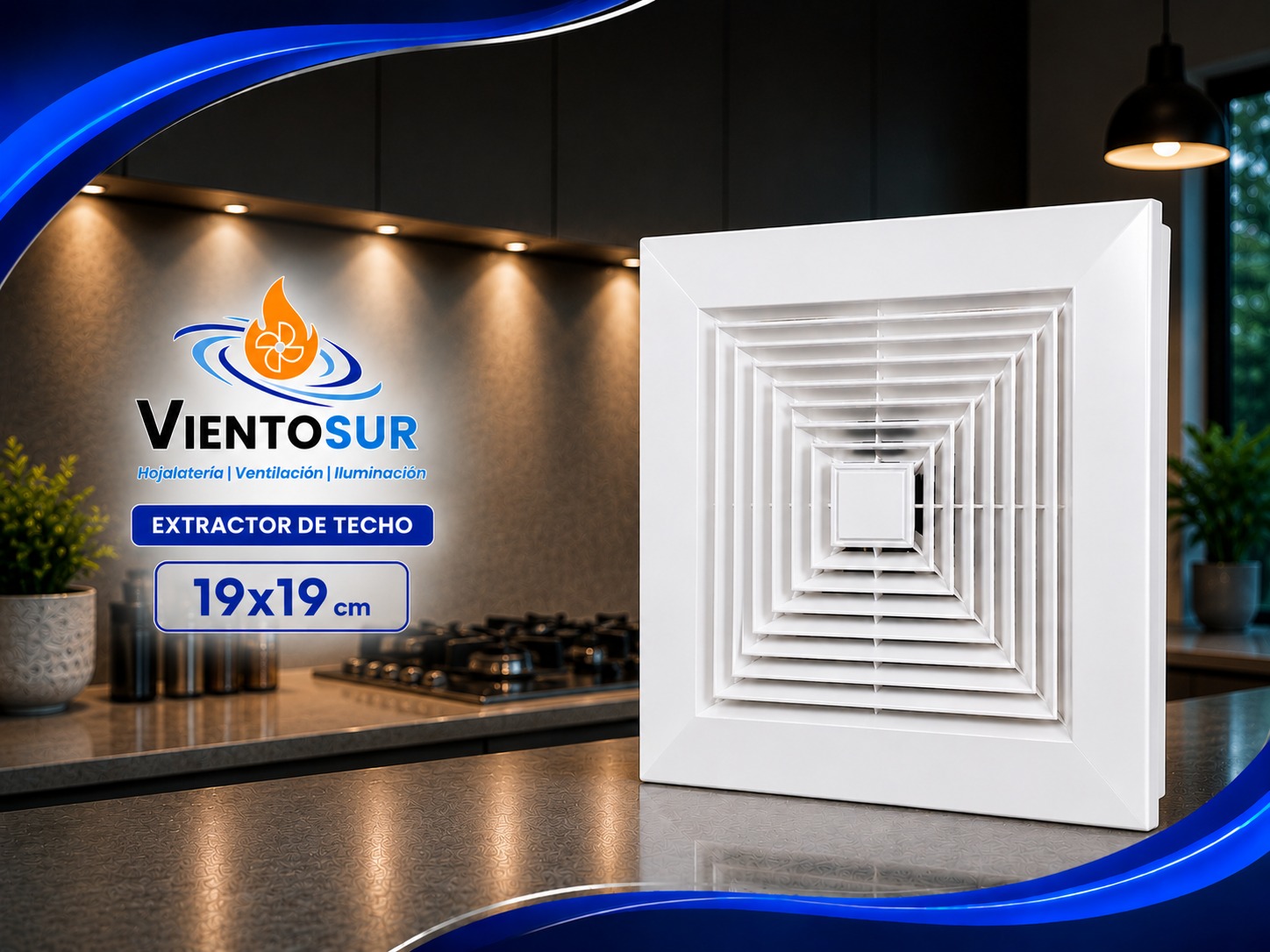 Extractor de Aire 19 × 19 cm – 120 m³/h – VientoSur