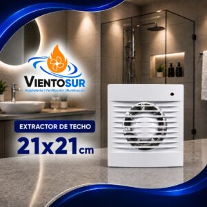 Extractor de Aire para Baño 21×21 cm – 250 m³/h – VientoSur