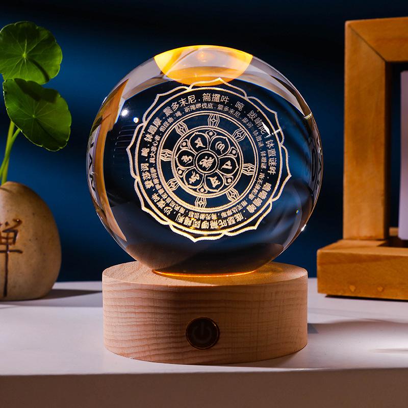 Lámpara Esfera de Cristal con Base de Madera – VientoSur - Imagen 3