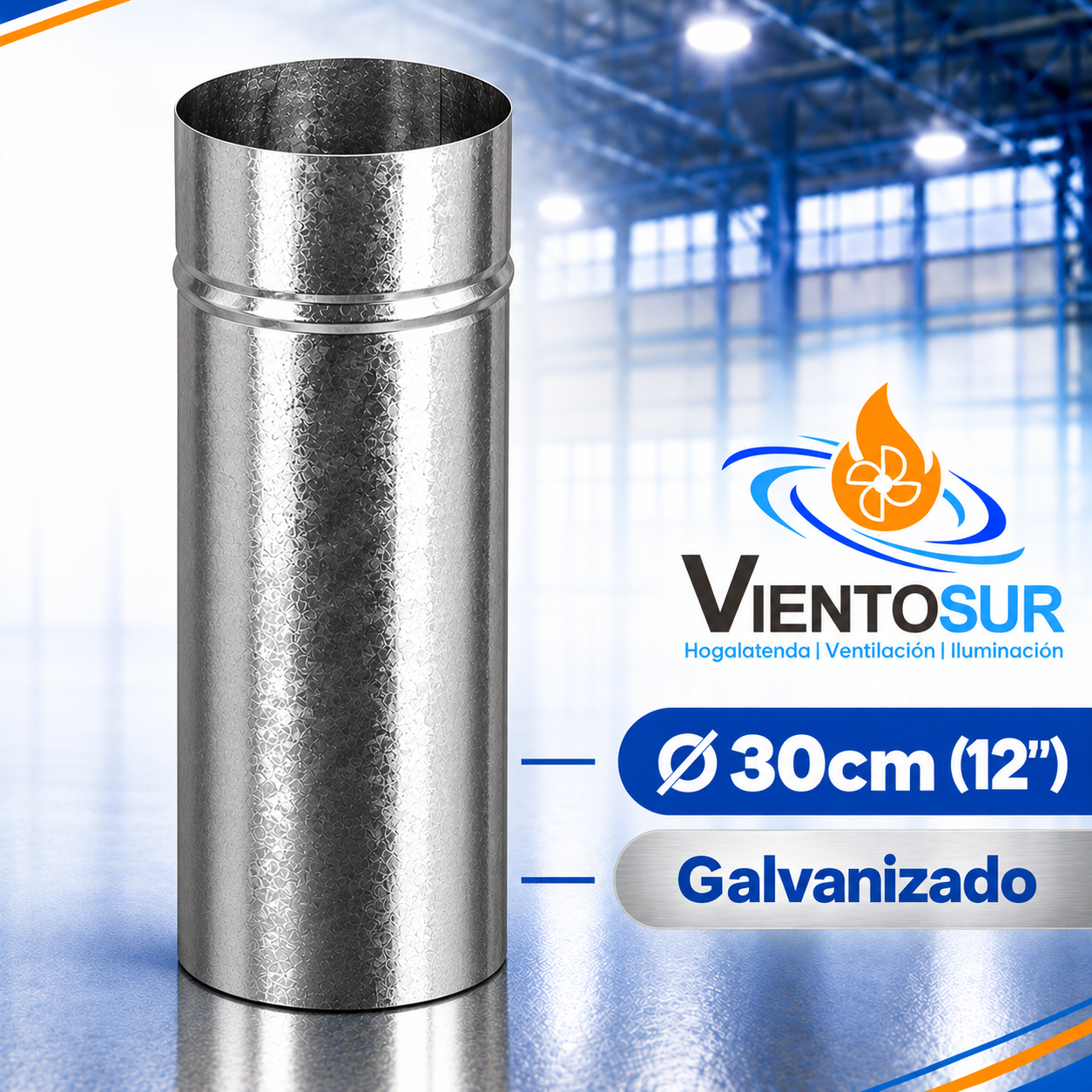 Caño para Estufas 30 cm (12”) Galvanizado – VientoSur