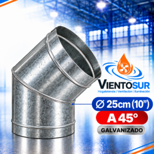 Codo 45° de 25 cm (10”) Galvanizado – VientoSur