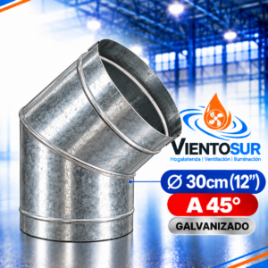 Codo 45° de 30 cm (12”) Galvanizado – VientoSur