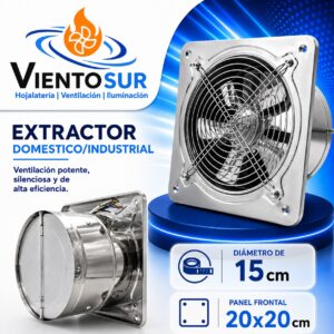 Extractor de Aire Semi-Industrial Acero Inoxidable 15 cm – 450 m³/h – VientoSur