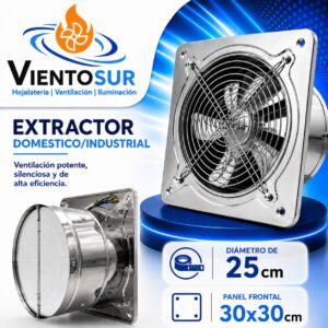 Extractor de Aire Semi-Industrial de Acero Inoxidable 25 cm – 1.100 m³/h – VientoSur