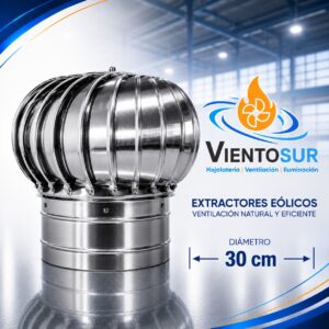 Extractor Eólico 30 cm de Acero Inoxidable – Incluye Base – VientoSur