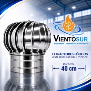 Extractor Eólico 40 cm de Acero Inoxidable – Incluye Base – VientoSur