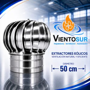 Extractor Eólico 50 cm de Acero Inoxidable – Incluye Base – VientoSur