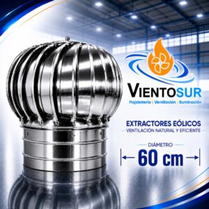 Extractor Eólico 60 cm de Acero Inoxidable – Incluye Base – VientoSur