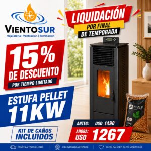 Calefactor A Pellet 11kw 110m2 + Kit De Caños