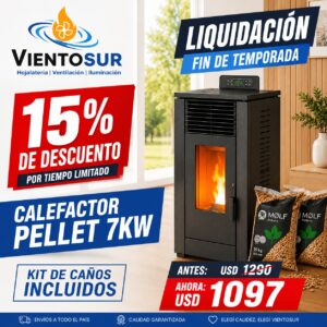 Calefactor A Pellet 7kw 75m2 + Kit De Caños