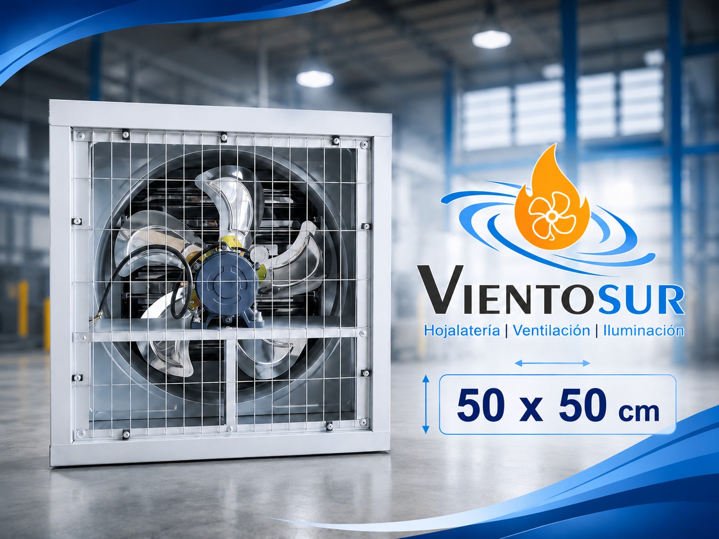 Extractor / Ventilador Industrial 50×50 cm – 5.000 m³/h – VientoSur
